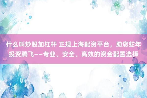 什么叫炒股加杠杆 正规上海配资平台，助您蛇年投资腾飞——专业、安全、高效的资金配置选择